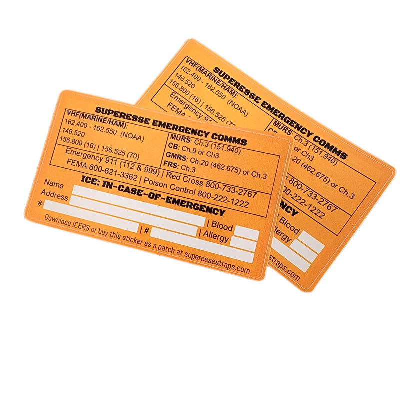 Load image into Gallery viewer, Emergency Comms &amp; ICE Decal - Radio  Frequency/Channel and Telephone Contact Numbers, ICE Card
