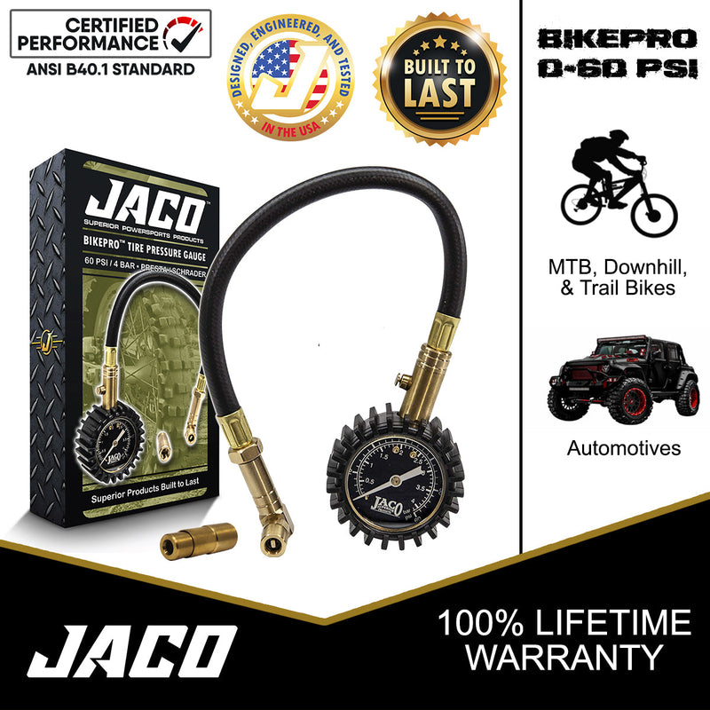 Load image into Gallery viewer, BikePro™ Presta Tire Pressure Gauge - 60 PSI | Presta &amp; Schrader (Mountain Bikes)
