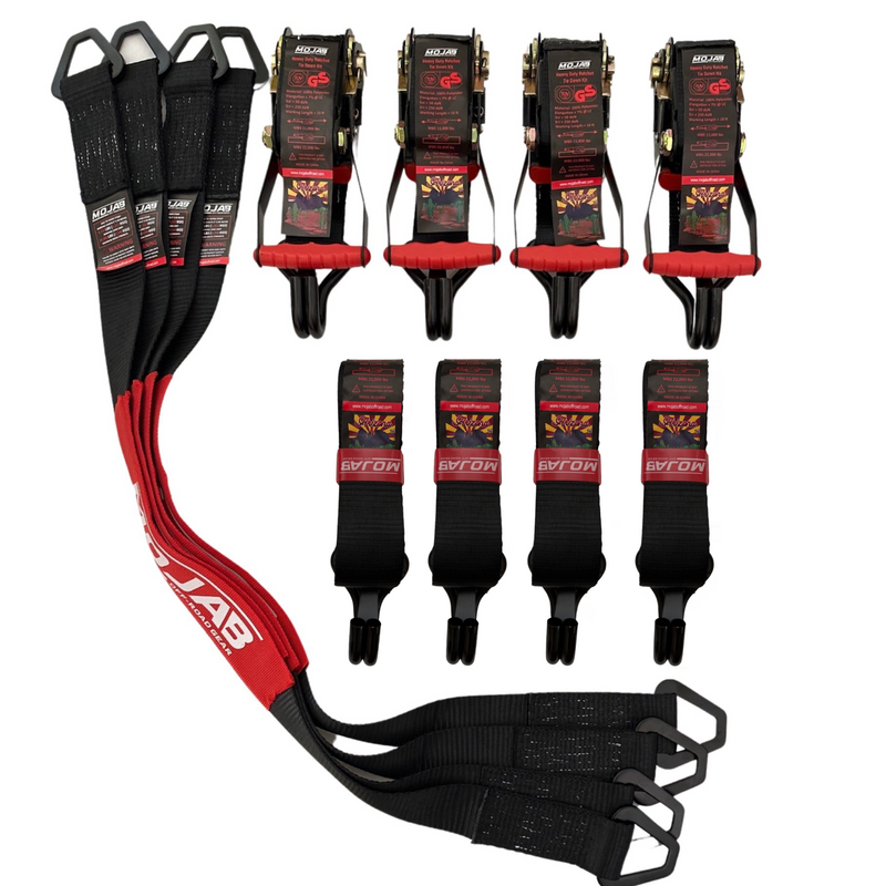 Load image into Gallery viewer, 2&quot; x 10&#39; Ratchet Tie-Down (Closed hook) and 2&#39;&#39; x 39&#39;&#39; Axle Tie-Down Set (Pack of 4) (Lifetime Warranty)
