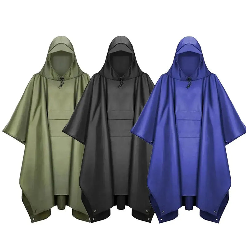 Load image into Gallery viewer, 3 In 1 Outdoor Military Raincoat Hooded Sleeve Waterproof Rain Poncho Motorcycle Rain Cover Camping Hiking Travel Rainwear Tent
