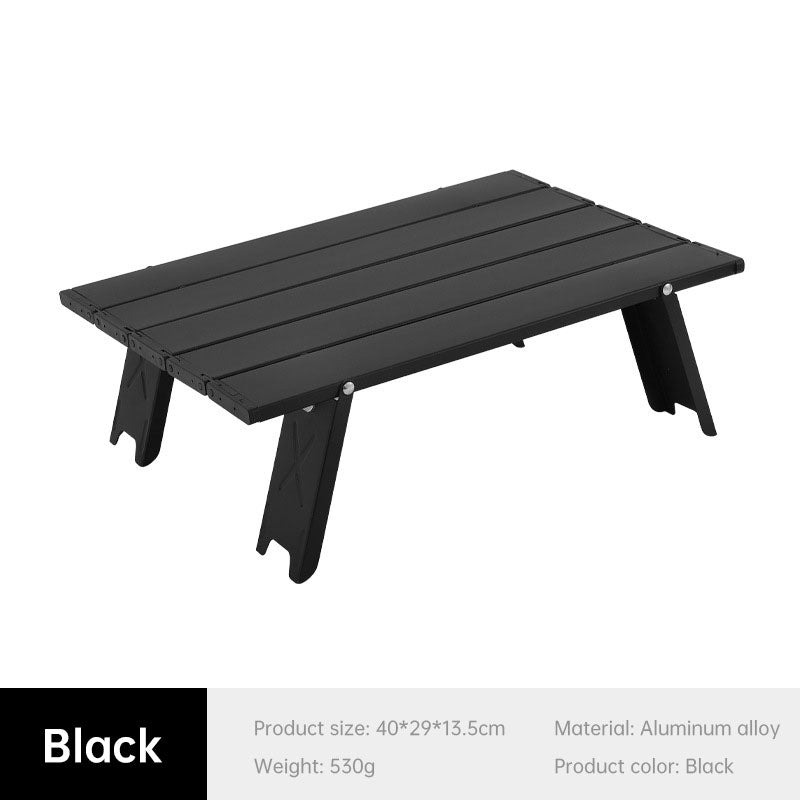 Load image into Gallery viewer, Black Lightweight Portable Folding Ultralight Roll Up Mini Aluminum Picnic Camping Table Foldable For Outdoor Hiking
