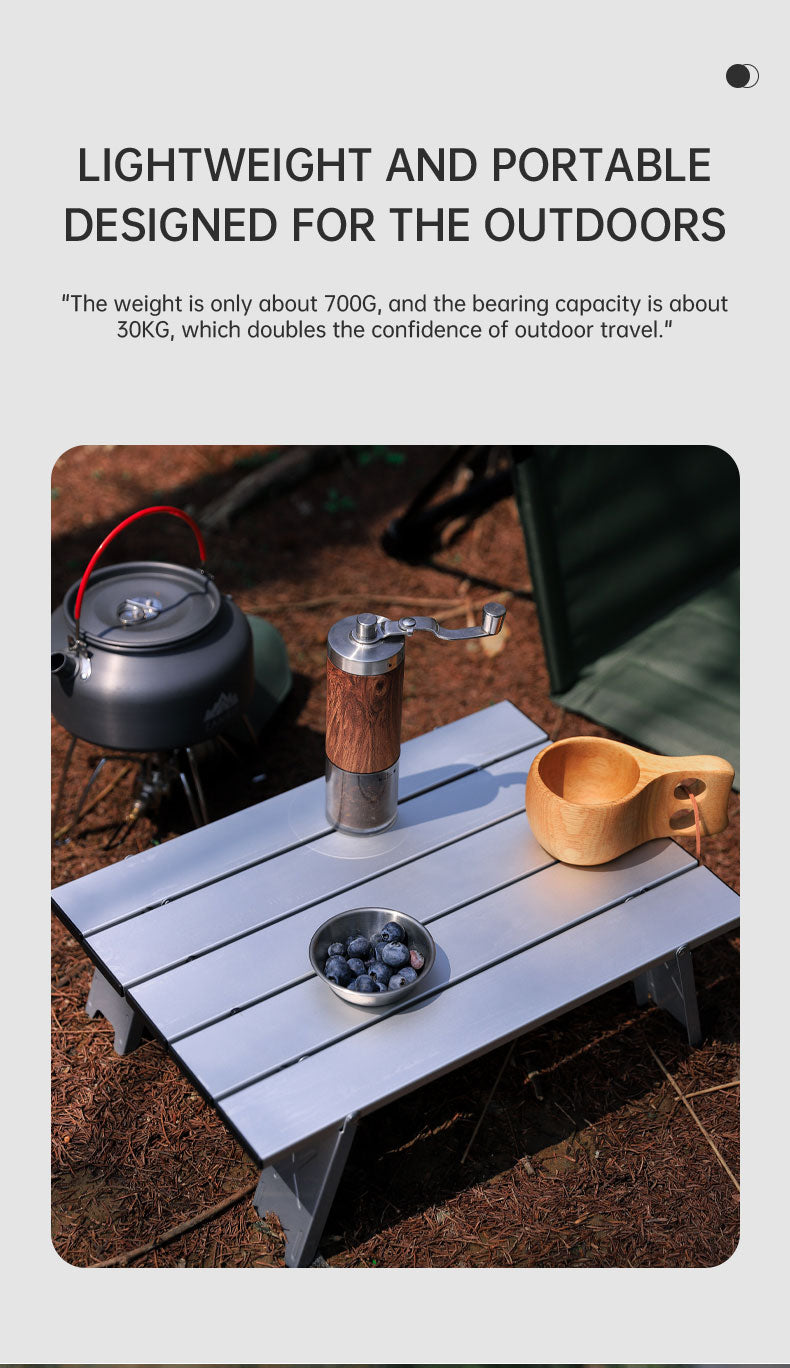Load image into Gallery viewer, Black Lightweight Portable Folding Ultralight Roll Up Mini Aluminum Picnic Camping Table Foldable For Outdoor Hiking
