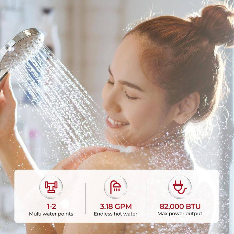 Load image into Gallery viewer, 3.18 GPM Indoor Propane Tankless Water Heater with Wall Thimble, White
