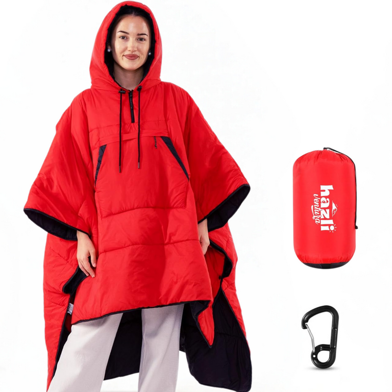Load image into Gallery viewer, Comfortable Wearable Poncho Blanket - Camping Stadium Blanket Outdoor - Large Hooded Windproof Poncho for Men and Women
