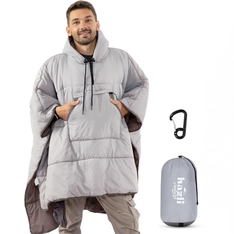 Load image into Gallery viewer, Comfortable Wearable Poncho Blanket - Camping Stadium Blanket Outdoor - Large Hooded Windproof Poncho for Men and Women
