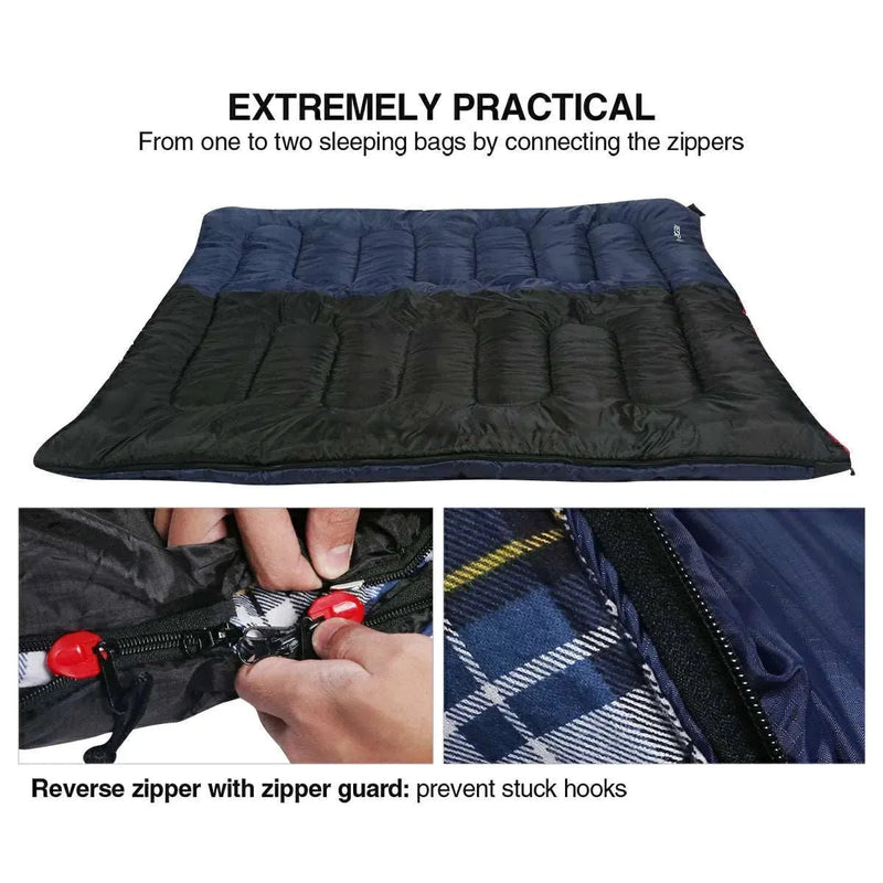 Load image into Gallery viewer, Camping Sleeping Bag for Adult with Cotton Flannel Liner,Red Blue
