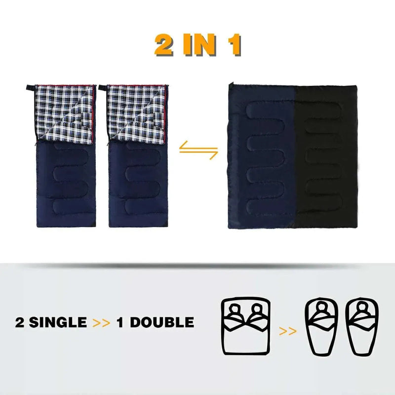 Load image into Gallery viewer, Camping Sleeping Bag for Adult with Cotton Flannel Liner,Red Blue
