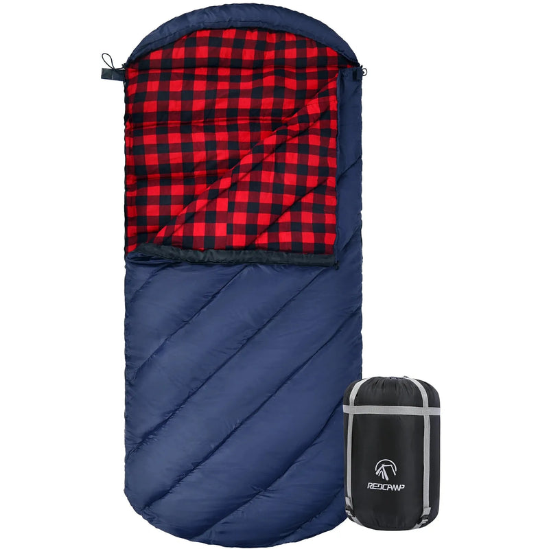 Load image into Gallery viewer, Hooded Camping Sleeping Bag for Adult with Cotton Flannel,Red,Blue,Navy Blue
