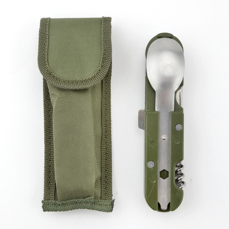 Load image into Gallery viewer, Camping Folding Knife Fork And Spoon Combination Stainless Steel Tableware Knife And Fork Multi-Function Knife Disassembly And Assembly Tableware
