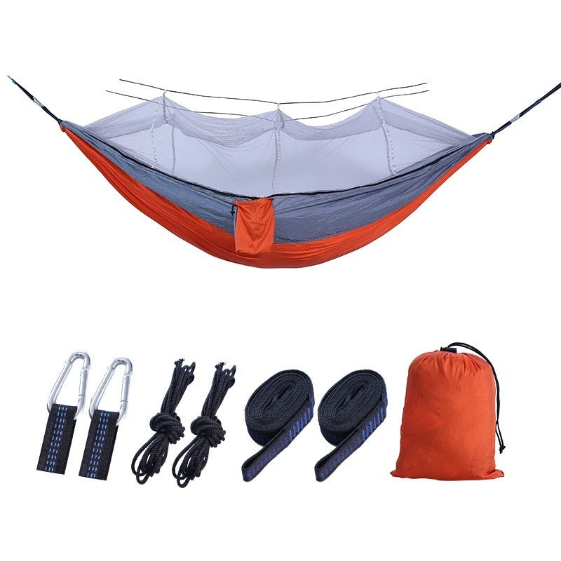 Load image into Gallery viewer, Bourette spinning 210T Nylon Hammock Outdoor Anti-mosquito Hammock Outdoor Camping Goods Bed Bearing
