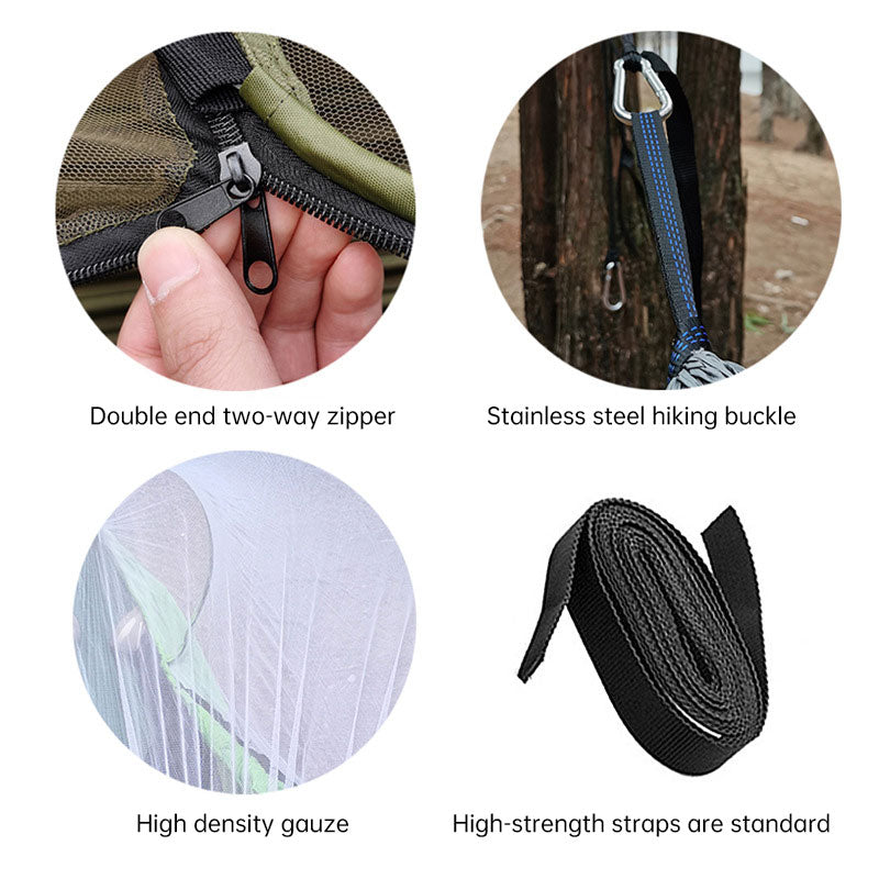 Load image into Gallery viewer, Automatic Quick Opening Mosquito Net Hammock Outdoor Camping Pole Mosquito Net Hammock Anti Roll Nylon Hammock

