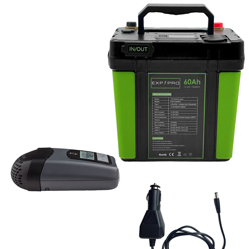 Load image into Gallery viewer, EXP240PRO CPAP Battery with DC Cord | Portable, Solar Rechargeable LiFePO4 Battery
