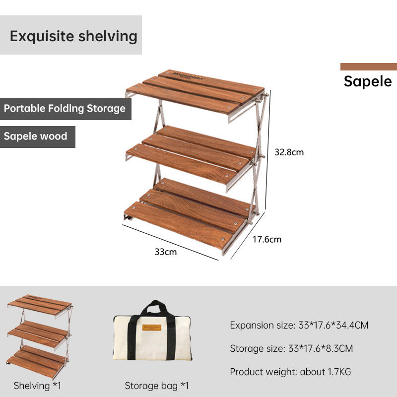 Load image into Gallery viewer, Mountaineering Outdoor Camping Rack Portable Storage Rack Three Layer Rack With Foldable Picnic Camping Barbecue Folding Table
