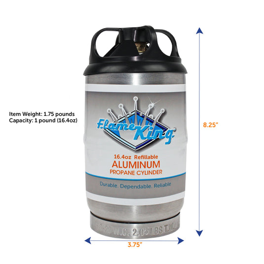 Flame King 2 pack Aluminum Eco Friendly Sustainable 1lb Empty Refillable Propane Tank LP Cylinder