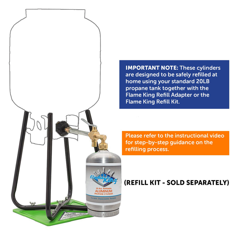Load image into Gallery viewer, Flame King 2 pack Aluminum Eco Friendly Sustainable 1lb Empty Refillable Propane Tank LP Cylinder
