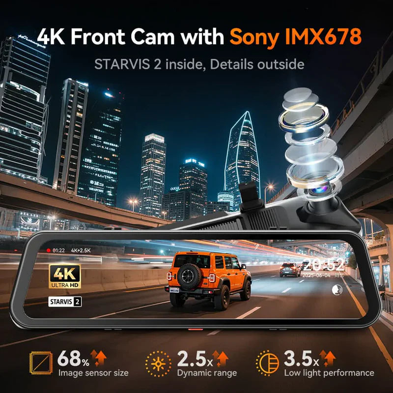 Load image into Gallery viewer, WOLFBOX G900Pro 12MP WiFi Touch Screen Rear View Mirror Dash Cam Smart Mirror
