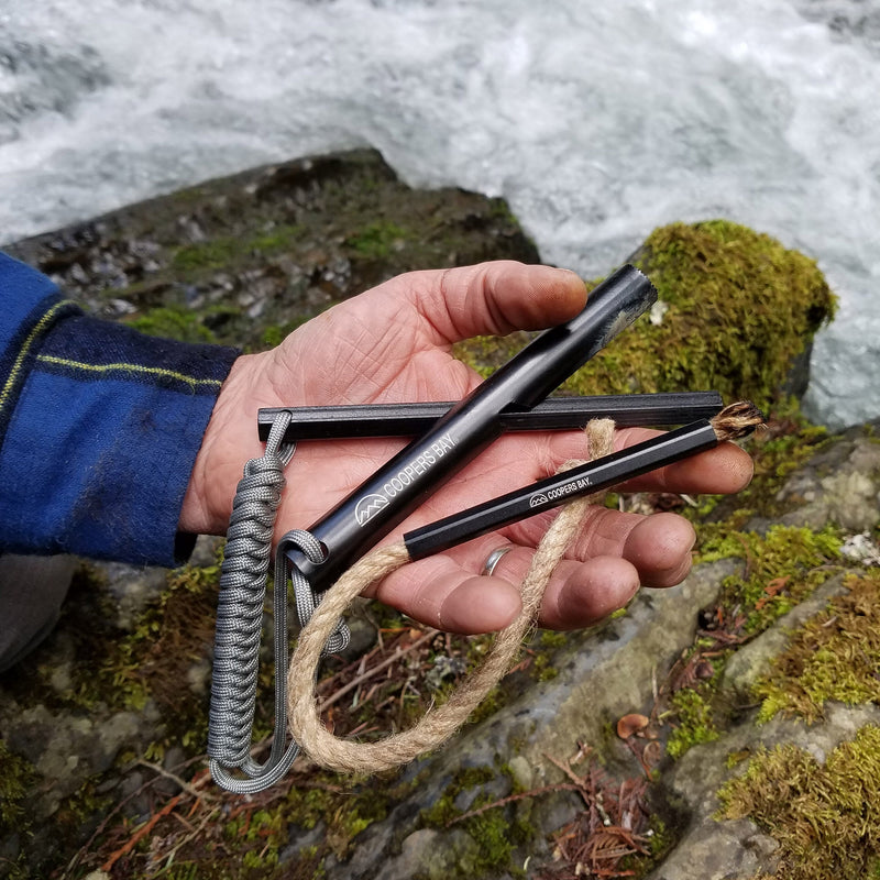 Load image into Gallery viewer, HexaLite™ Ferro Rod &amp; Tinder FireWick Torch Combo Pack
