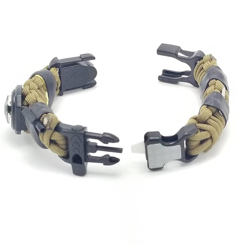 Load image into Gallery viewer, EDC Prepper - Paracord Bracelet Urban Tool Kit Equipped w/ LED Light, fire starter, blade, compass.
