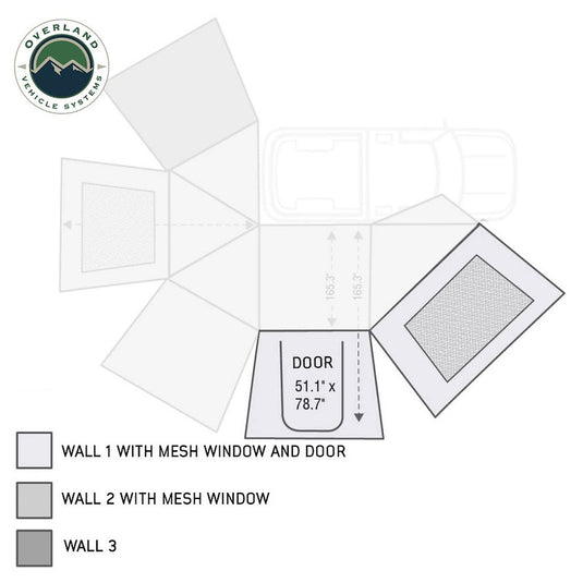 Overland Vehicle Systems HD NOMADIC AWNING 270 - Passenger Side Wall