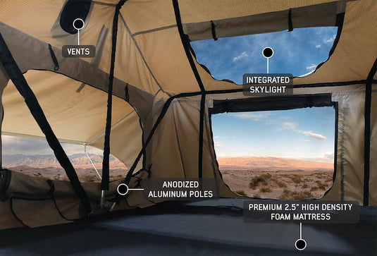 Overland Vehicle Systems TMBK 3 ROOF TOP TENT - TAN BASE