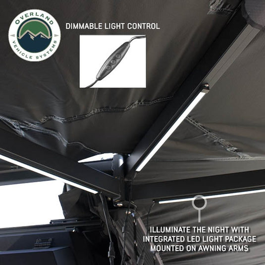 Overland Vehicle Systems XD Nomadic 270 Degree Awning w/Lights Gray Hex w/ Black Trim