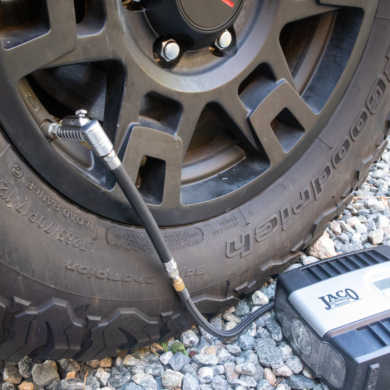 Load image into Gallery viewer, Lightning L2X Tire Inflator Hose Extension Self-Locking Nozzle | Patented Lock-on Air Hose Adapter for Tire Pumps (Open Flow)
