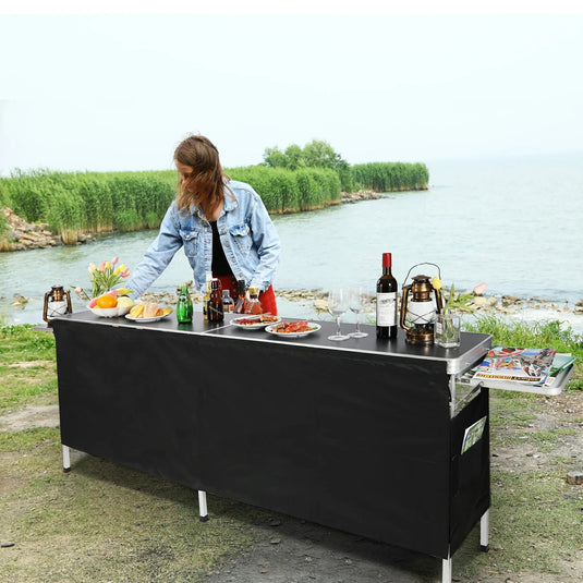 Portable Bar Table for Events  with Double Layer
