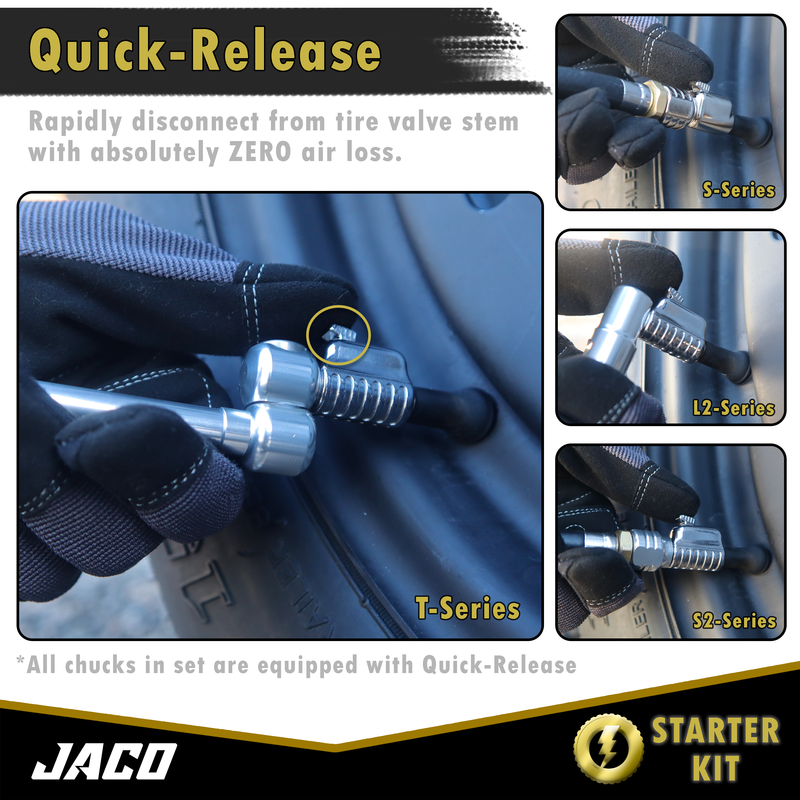 Load image into Gallery viewer, Lightning™ Tire Air Chuck Starter Kit - Patented | Open Flow, 1/4&quot; F-NPT (Set of 7)
