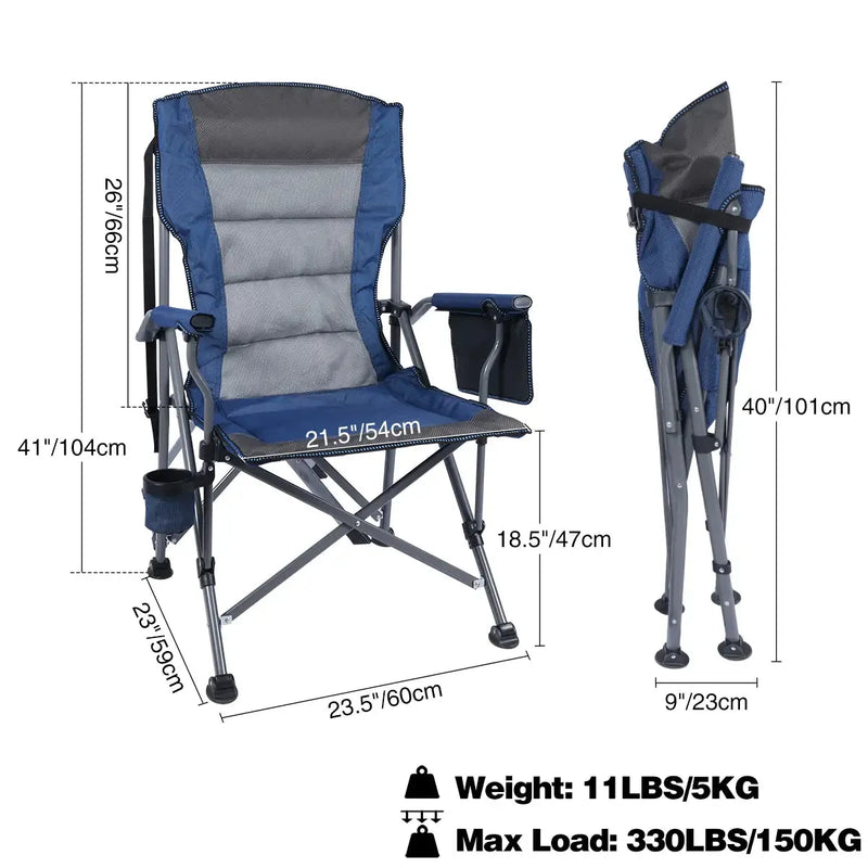 Load image into Gallery viewer, Heavy Duty Folding Camping Chair with High Back &amp; Cup Holder
