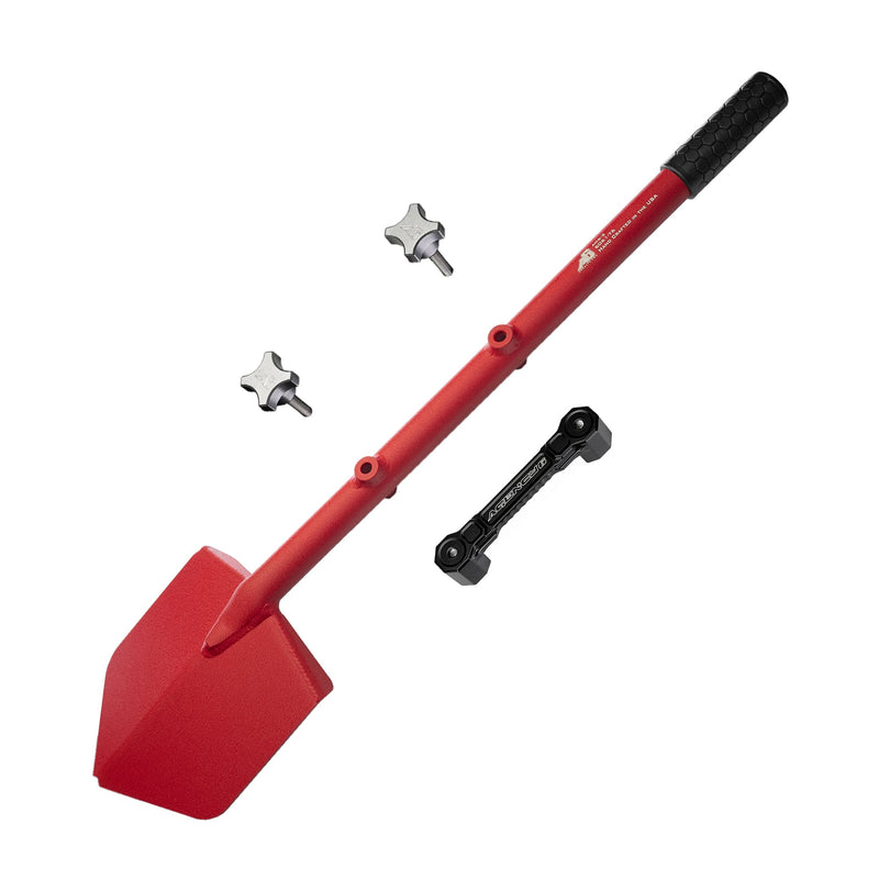 Load image into Gallery viewer, Shovel / Mount Combo - Red LONG Shovel / Black SSM with Knobs
