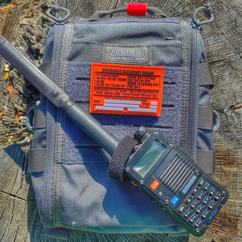Load image into Gallery viewer, Storage Pocket Patch:  Emergency Comms with Radio Frequency/Channel and Telephone Contact Numbers, ICE Card

