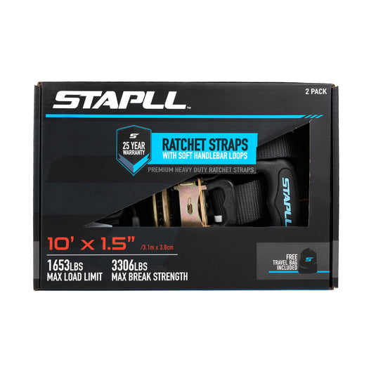1.5" X 10' HD Ratchet Strap Set (2-Pack)