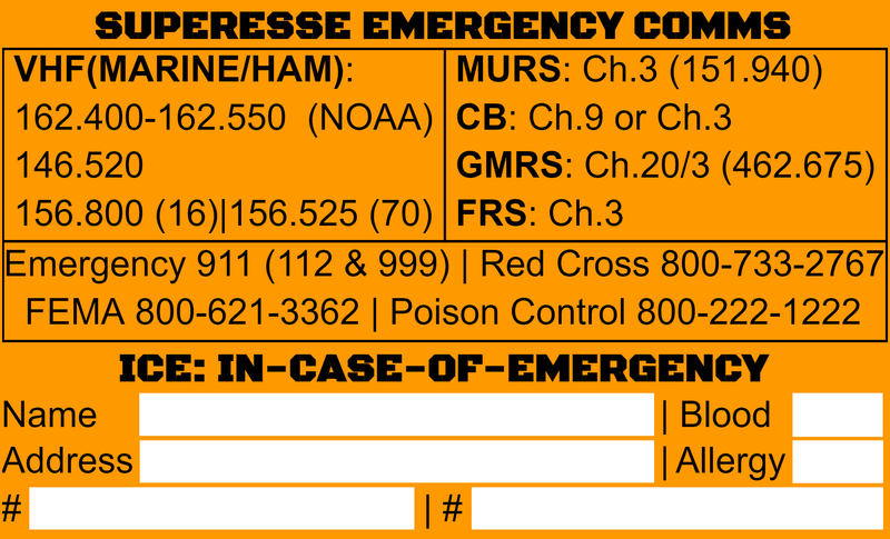 Load image into Gallery viewer, Storage Pocket Patch:  Emergency Comms with Radio Frequency/Channel and Telephone Contact Numbers, ICE Card
