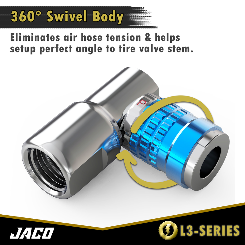 Load image into Gallery viewer, Lightning™ L3-Series Bike Tire Air Chuck - 1/4&quot; F-NPT (Presta + Schrader Valves) | Open Flow (2 Pack)
