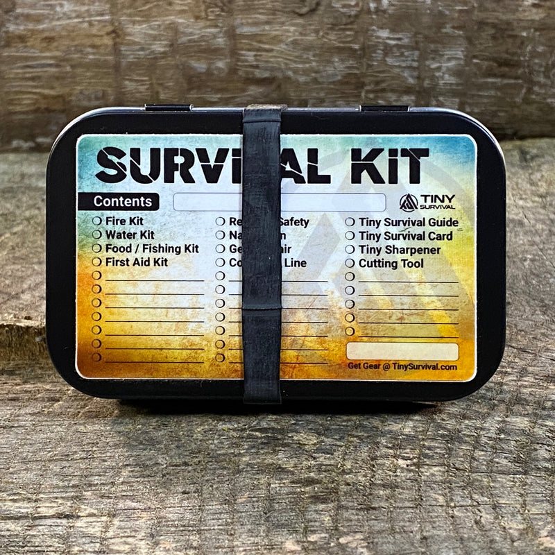 Load image into Gallery viewer, Tiny Survival Tin Kit: Rectangle - SMALL (7.4 c.i.)
