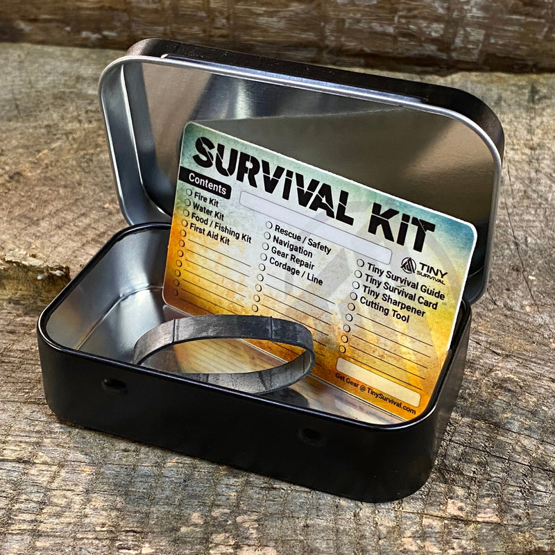 Load image into Gallery viewer, Tiny Survival Tin Kit: Rectangle - SMALL (7.4 c.i.)
