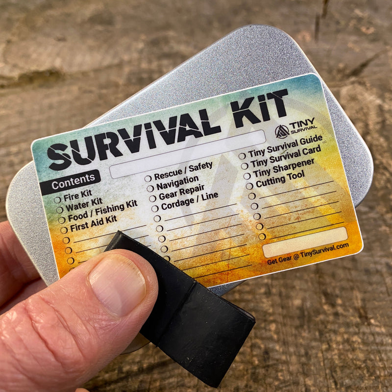 Load image into Gallery viewer, Tiny Survival Tin Kit: Rectangle - SMALL (7.4 c.i.)

