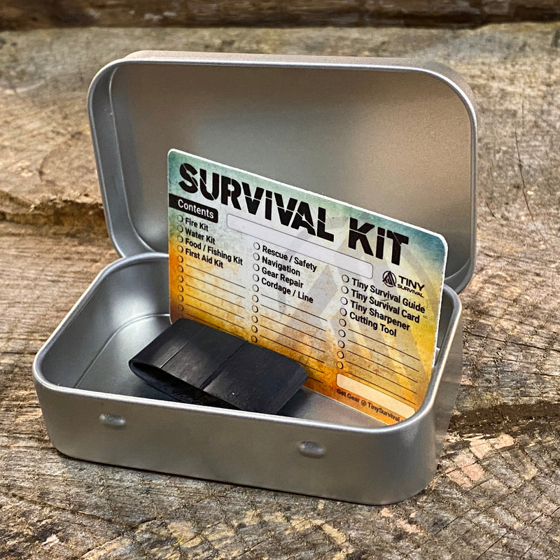 Load image into Gallery viewer, Tiny Survival Tin Kit: Rectangle - SMALL (7.4 c.i.)

