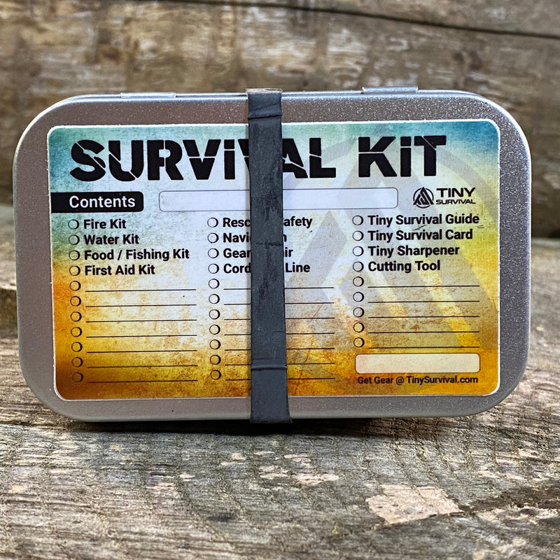 Load image into Gallery viewer, Tiny Survival Tin Kit: Rectangle - SMALL (7.4 c.i.)

