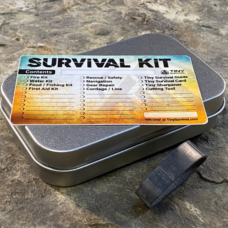 Load image into Gallery viewer, Tiny Survival Tin Kit: Rectangle - SMALL (7.4 c.i.)
