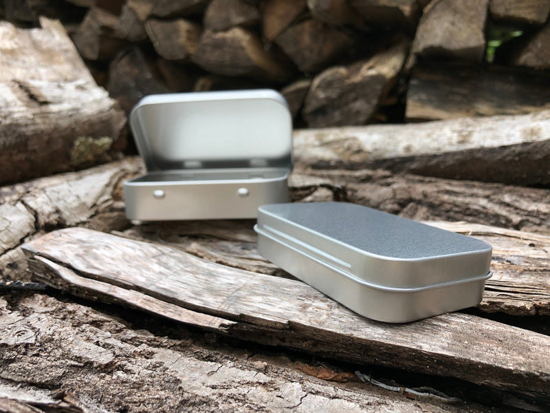 Load image into Gallery viewer, Tiny Survival Tin Kit: Rectangle - SMALL (7.4 c.i.)
