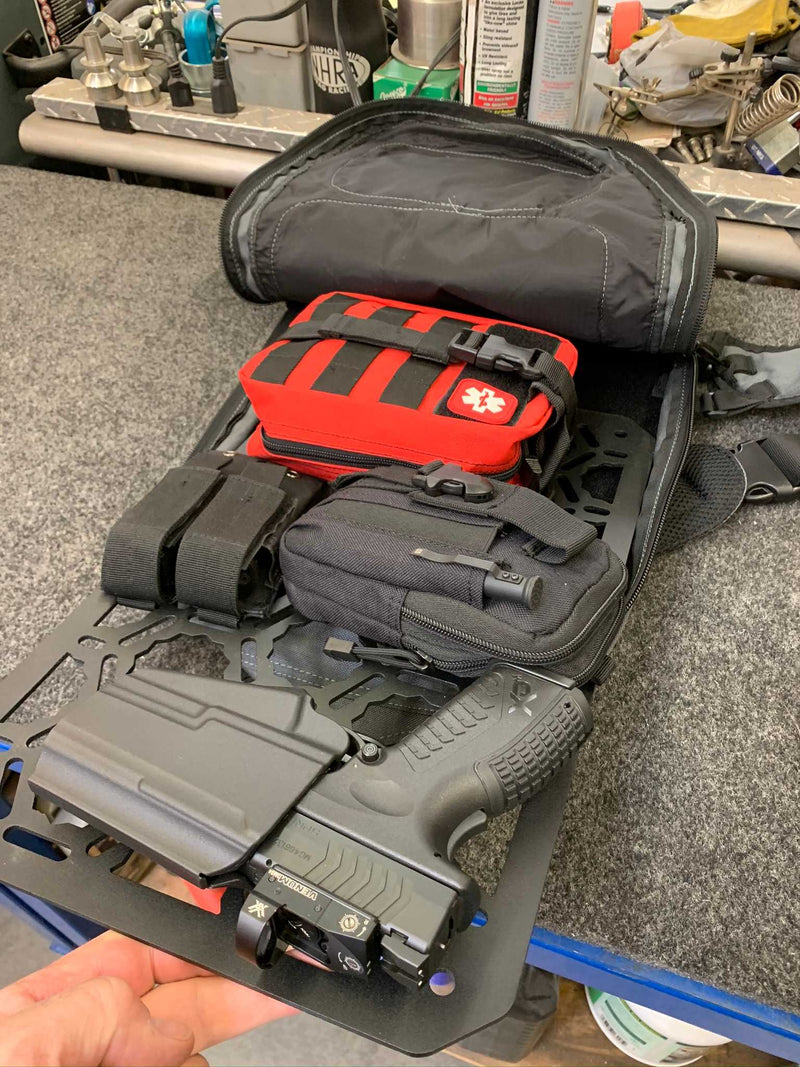 Load image into Gallery viewer, Backpack Insert Panel kit - with pistol holder, first aid kit, dual mag holder, Molle pouch
