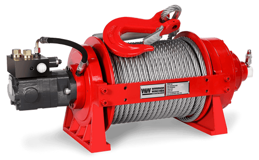 JR10 22,000lb (10 Ton) Industrial Hydraulic Winch - Steel Rope