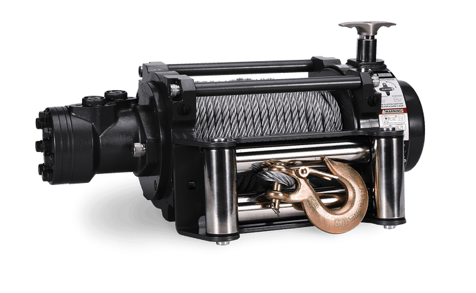 NH 10,000lb Industrial Hydraulic Winch - Steel Rope