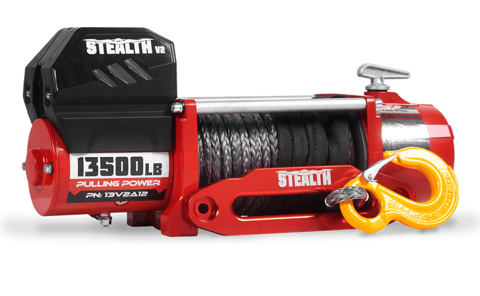 Stealth 13,500lb 12v Electric Winch - Synthetic Rope