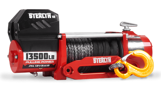 Stealth 13,500lb 12v Electric Winch - Synthetic Rope