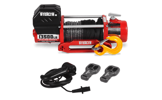Stealth 13,500lb 12v Electric Winch - Synthetic Rope