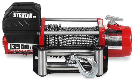 Stealth 13,500lb 12v Electric Winch - Steel Rope