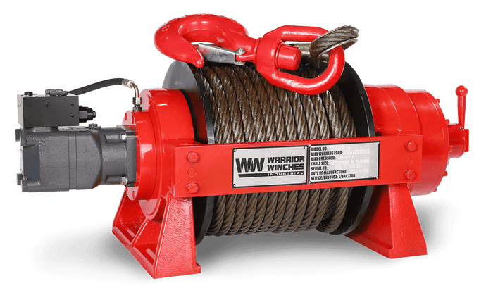 JR15 33,000lb (15 Ton) Industrial Hydraulic Winch - Steel Rope