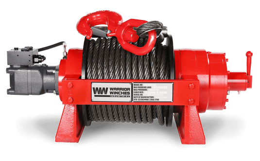 JR15 33,000lb (15 Ton) Industrial Hydraulic Winch - Steel Rope